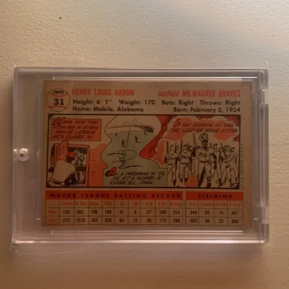 Authentic!! Hank Aaron 1956 Topps White Back Card #31 - Picture 2 of 8